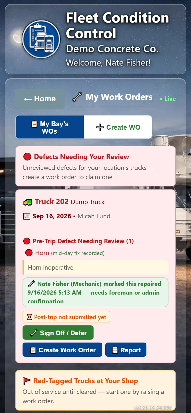 A mechanic's work order list on a phone